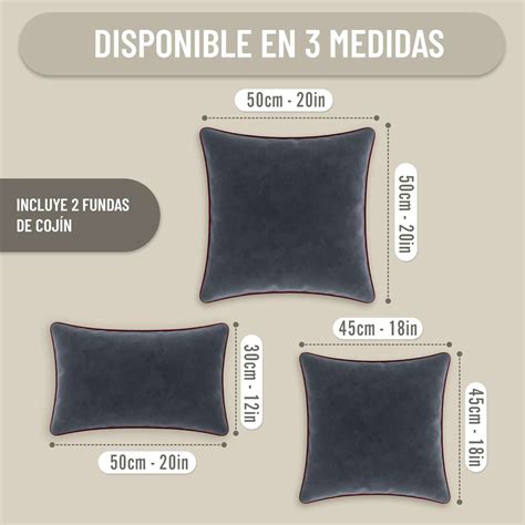 Diagrama de las medidas de los cojines del conjunto Roma