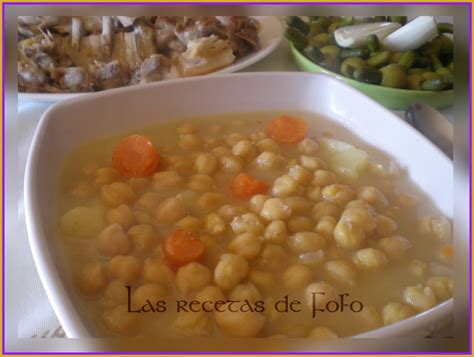 Ingredientes para puchero de garbanzos