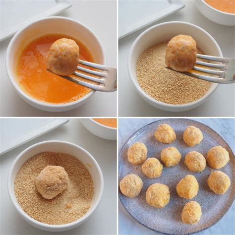 Croquetas de pimiento y huevo ya formadas