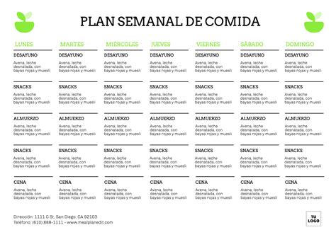 Planificación semanal de comidas saludables