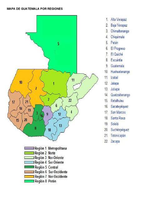 Mapa de Guatemala destacando las regiones con sus especialidades de pan dulce