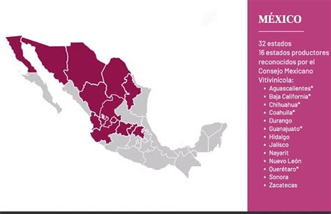 Mapa de México destacando estados productores de bebidas de agave