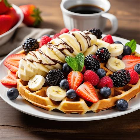 plato de waffles con mermelada y frutas frescas