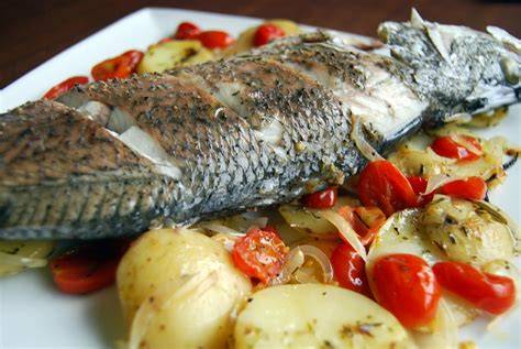 Ingredientes frescos para receta de pescado al horno