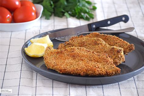 Pollo empanado al horno con guarnición