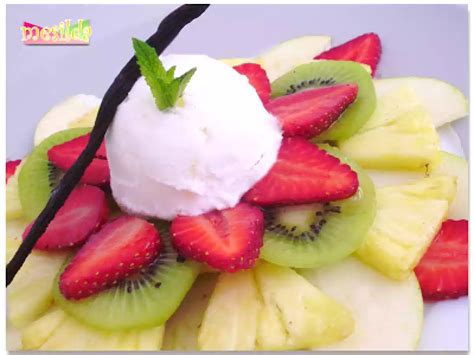Postre de carpaccio de frutas