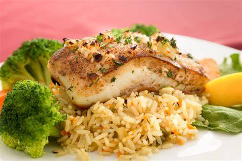 Arroz con brócoli y pescado