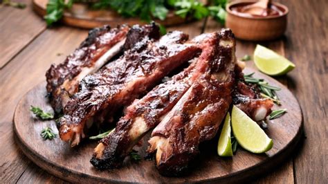 Plato de costillas asadas con acompañamientos