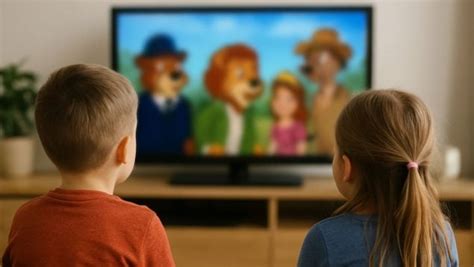 Recreación artística de dos niños viendo Willy Fog.