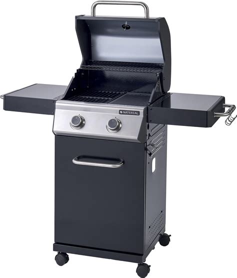 Barbacoa de gas con quemadores y espacio de almacenamiento