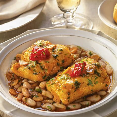 Bacalao a la llauna con alubias