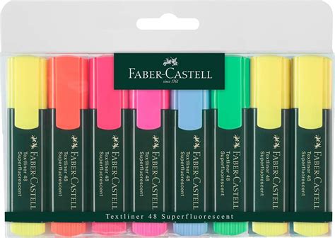 variedad de subrayadores Faber-Castell y rotuladores fluorescentes