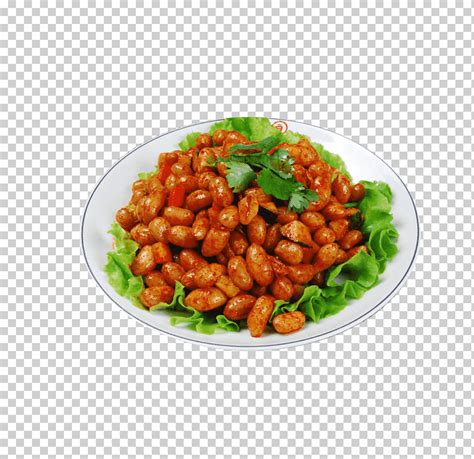 Ilustración de un plato de cacahuetes fritos