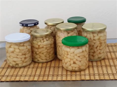 Tarros de alubias caseras en conserva