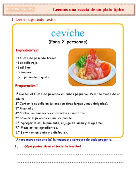 Instrucciones de preparación de un plato preparado