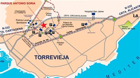 Mapa del Parque Antonio Soria, Torrevieja