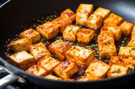 Tofu dorado en dados