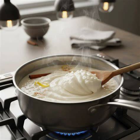 Coliflor cocinándose en una olla con rodajas de limón