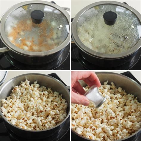 Preparación de palomitas de maíz en una olla
