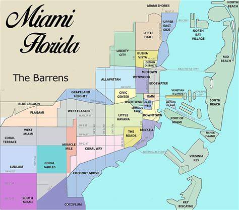 Mapa de Miami con los puntos de los restaurantes mencionados