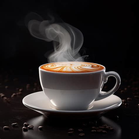 Imagen de una taza de café con leche humeante