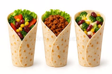 Variedad de burritos con diferentes rellenos
