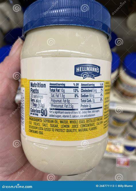 Etiqueta nutricional de la mayonesa Hellmann's