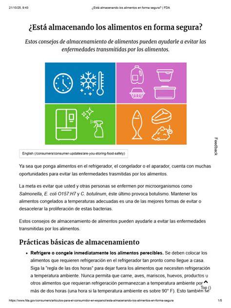Instrucciones de almacenamiento de alimentos
