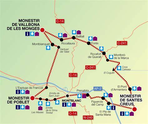 Mapa de la Ruta del Císter en Tarragona
