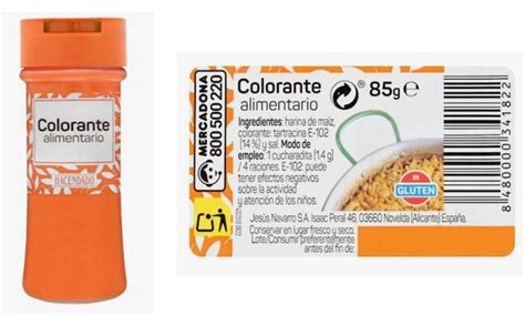 Etiquetas de ingredientes de colorantes alimentarios