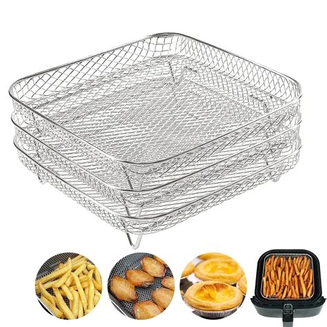 Rejillas de acero inoxidable para freidora de aire con brochetas