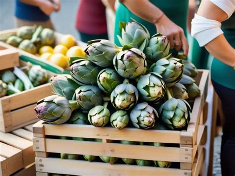 Alcachofas frescas en un mercado de Pamplona