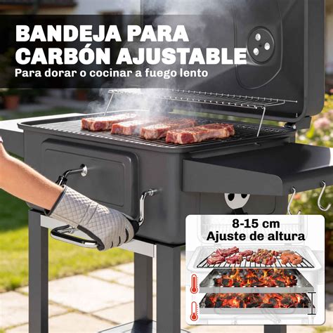Barbacoa de carbón portátil con estantes