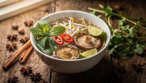 Sopa Pho vegana con fideos de arroz