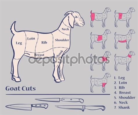 Diferentes cortes de cabrito