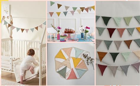 Alfombra bicolor y guirnaldas decorativas en habitación infantil