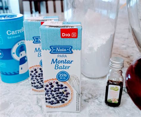 tabla de ingredientes para nata montada