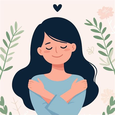 Ilustración de una persona abrazándose a sí misma con amor