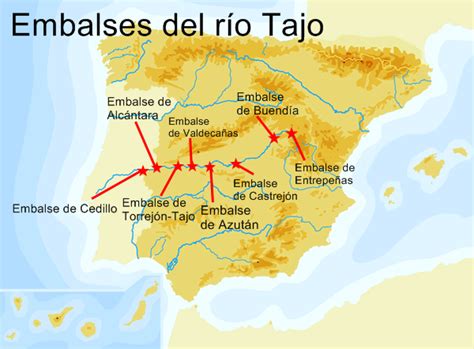 Mapa del curso del Río Alberche y su desembocadura en el Tajo