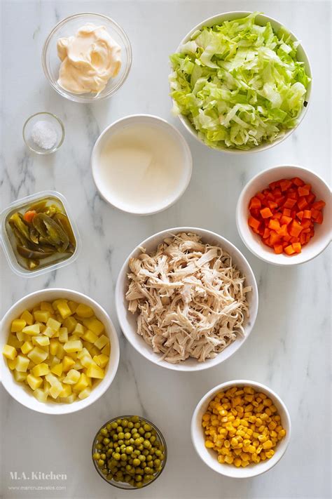 Ingredientes para la ensalada de chaca