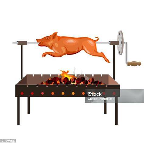 Ilustración de un cerdo asado