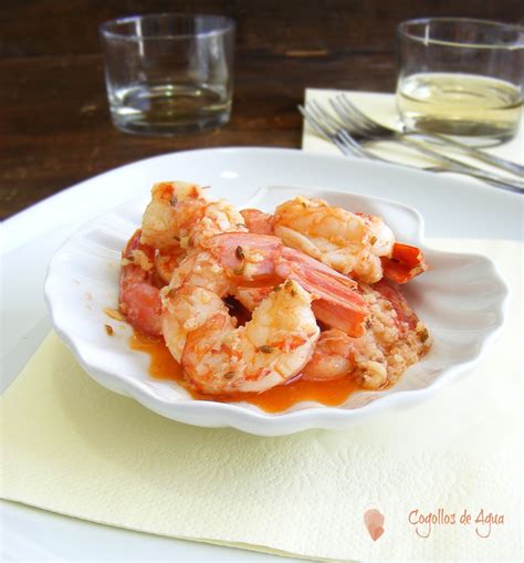 Gambones salteados con ajo y guindilla