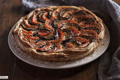 Tarta rústica de berenjenas y tomates