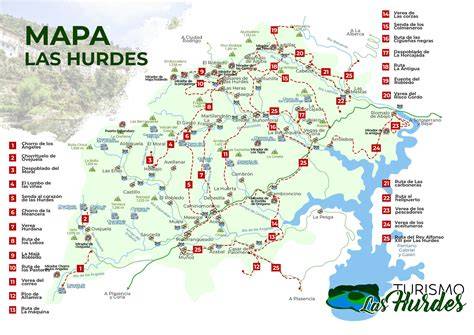 Mapa de la región de Las Hurdes en Extremadura, España