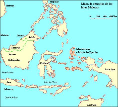 Mapa de las Islas Molucas y principales países productores de clavo
