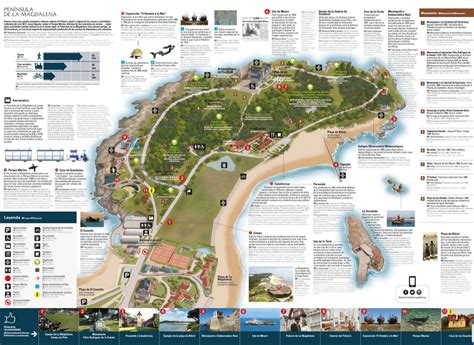 Mapa de la Península de la Magdalena con la ubicación del Faro de la Cerda