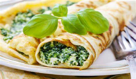 Panqueques salados con queso crema
