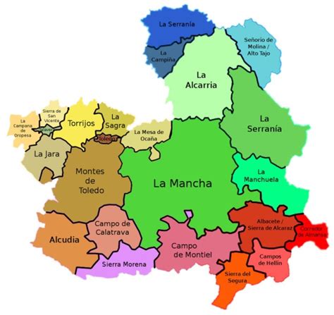 Mapa de la región de Castilla y León y Castilla-La Mancha en España