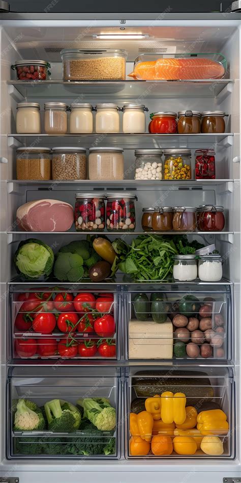 Refrigerador organizado con alimentos frescos
