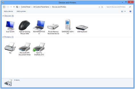Panel de control de impresoras en Windows